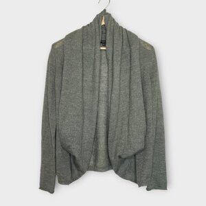 🦜 Talbots Open Cardigan Sweater Attached Scarf Grey Size S/M